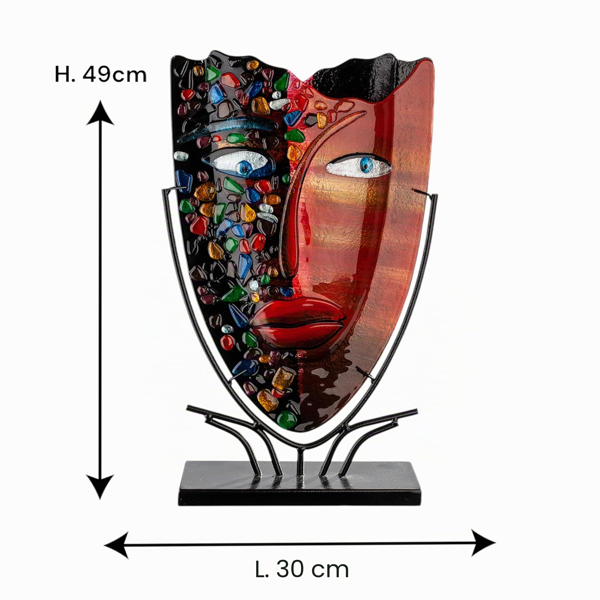 gilde-glas-art-vase-en-verre-46-cm-multicolore-plat-fait-main image 3