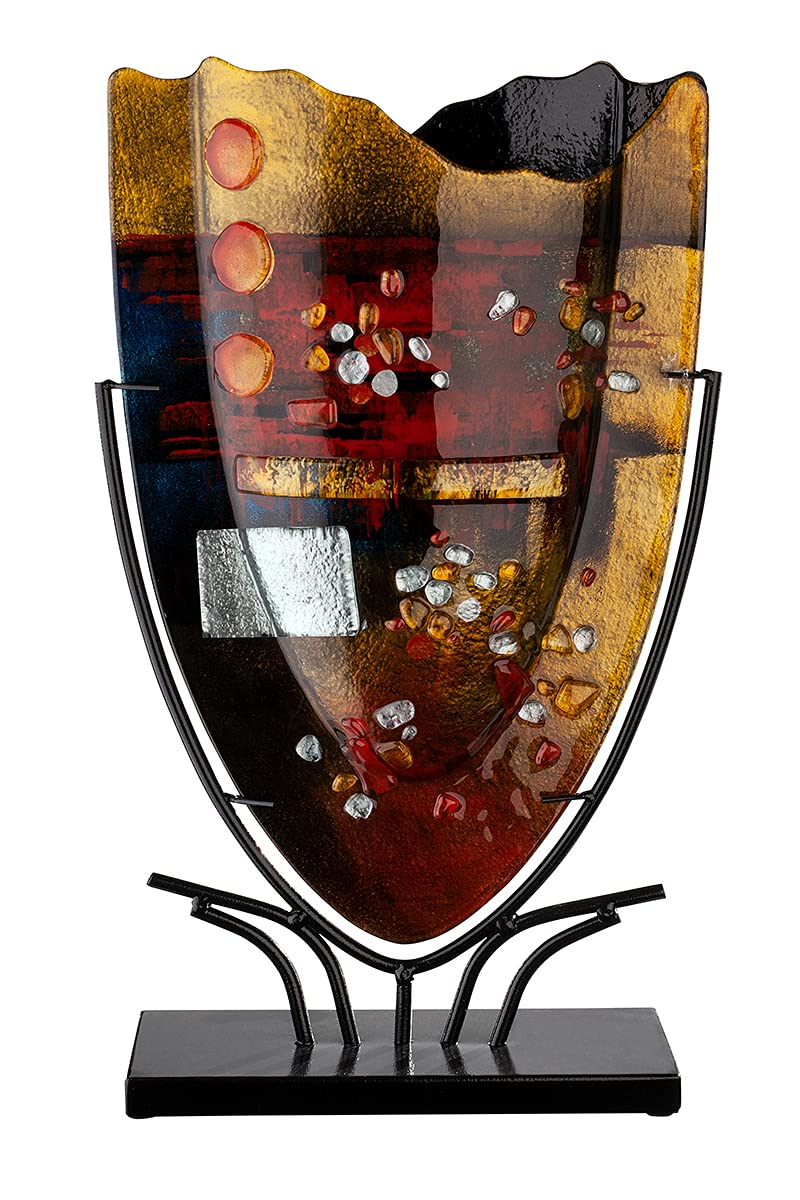 gilde-glas-art-vase-pearl-en-verre-47-cm-avec-support image 2