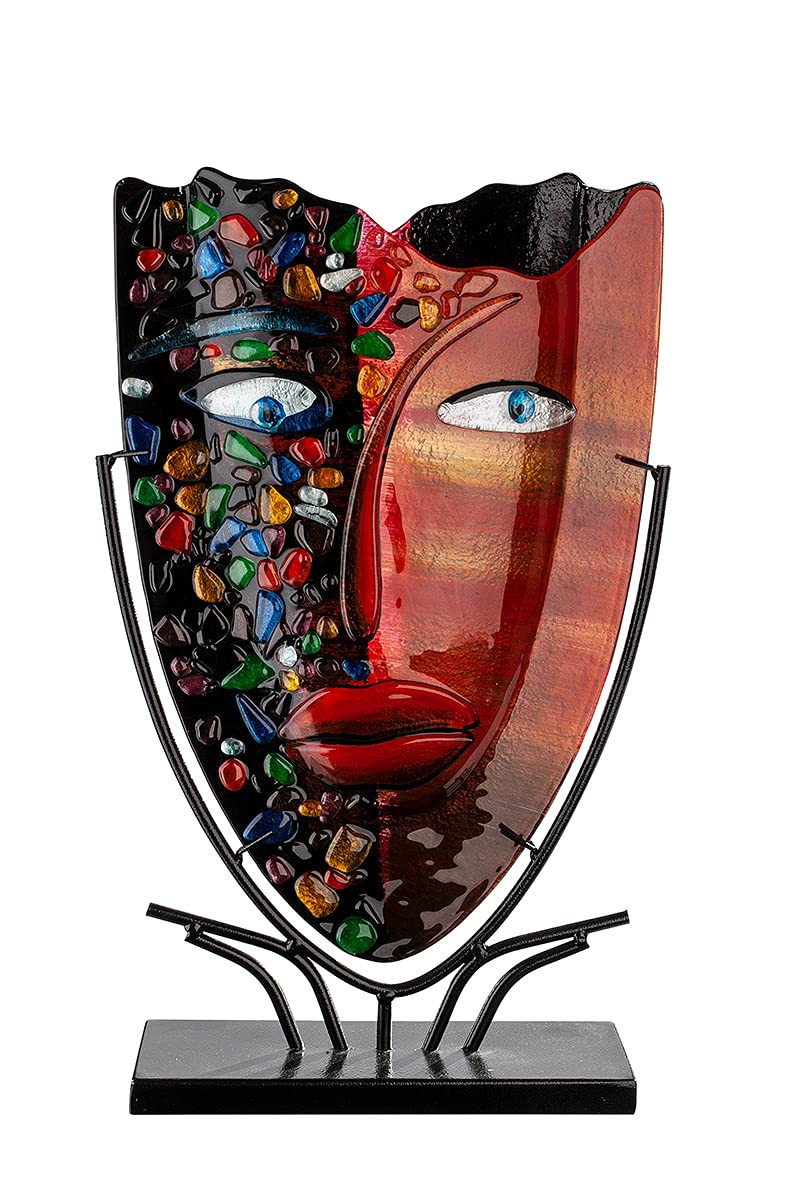 gilde-glas-art-vase-en-verre-46-cm-multicolore-plat-fait-main image 2