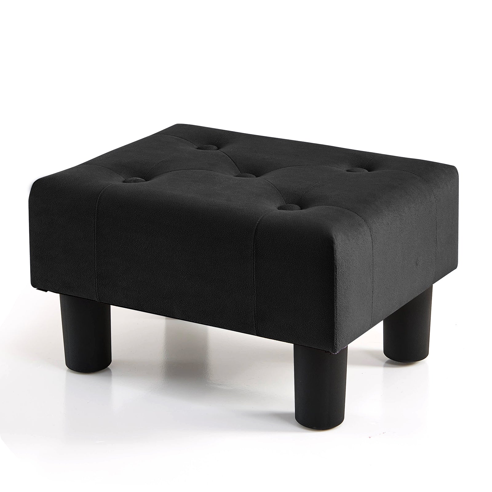 brian-dany-pouf-velours-noir-ottoman-repose-pieds-rond image 1