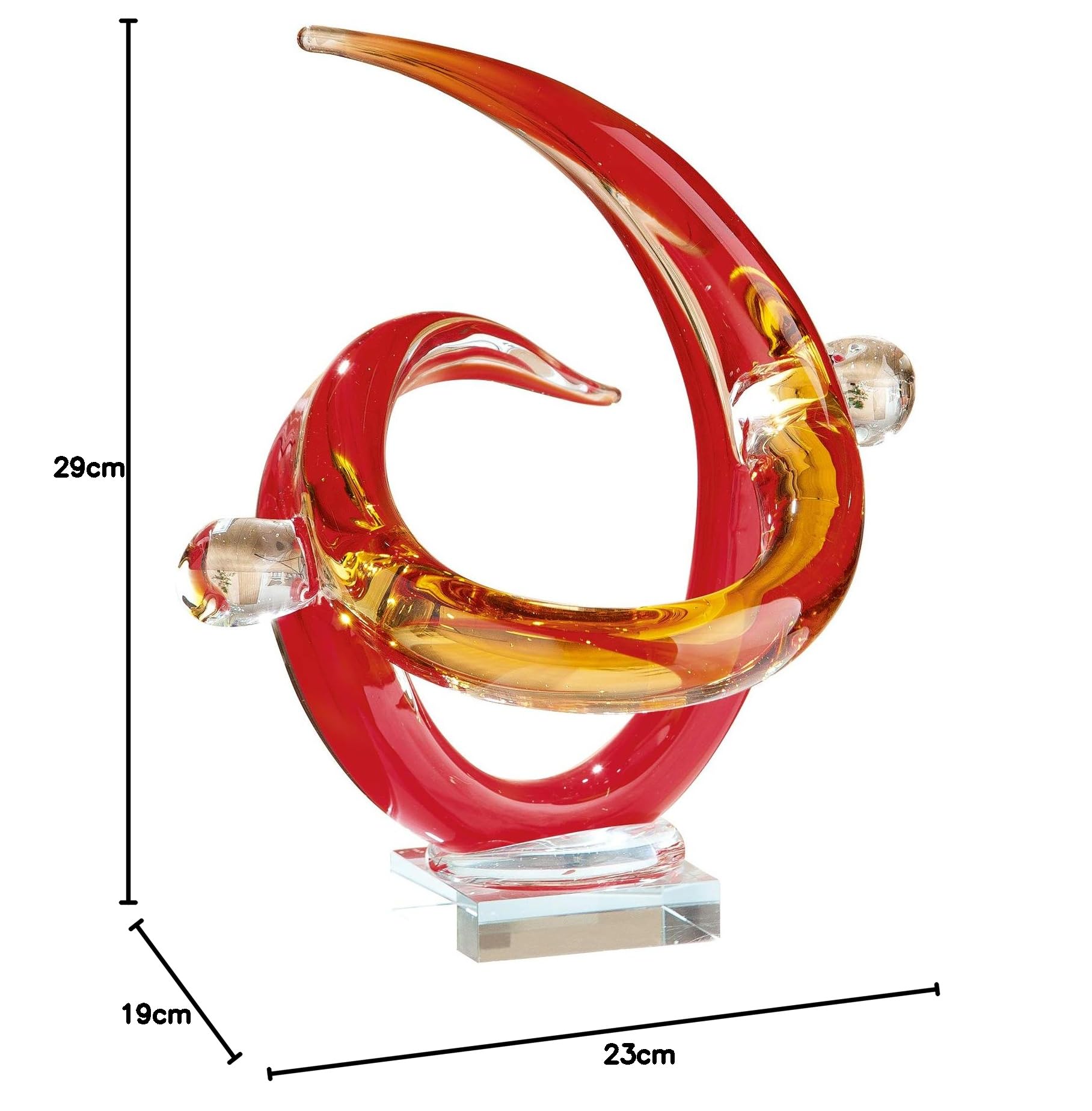 gilde-sculptures-fusione-verre-souffl-rouge-29-cm-sur-socle image 7