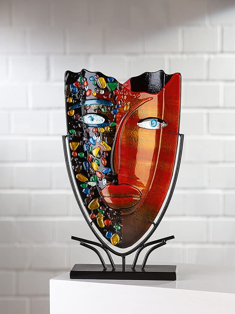 gilde-glas-art-vase-en-verre-46-cm-multicolore-plat-fait-main image 5