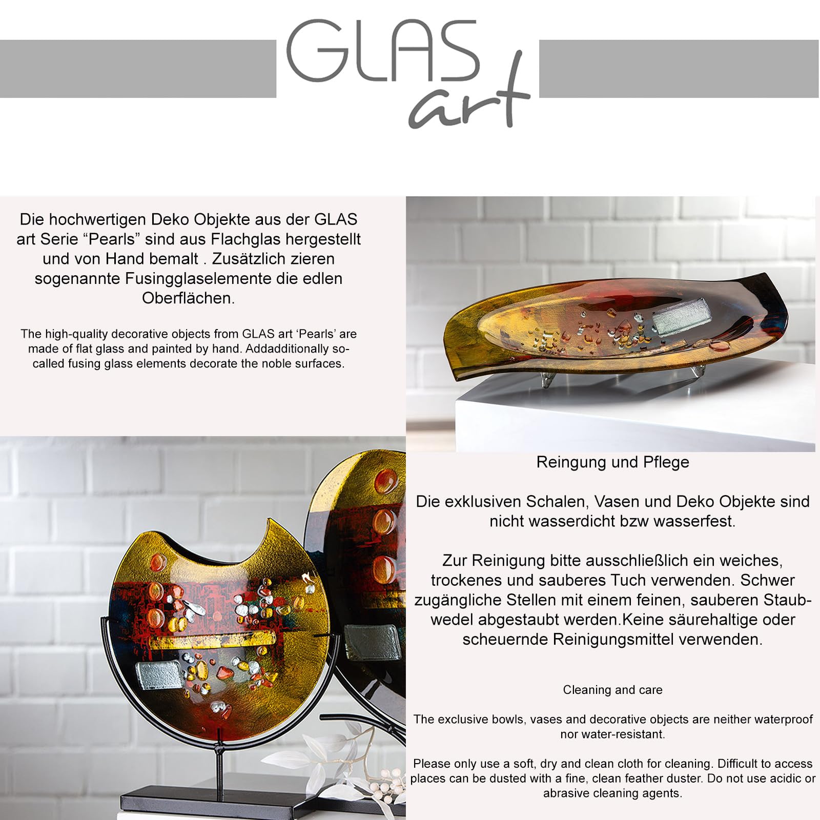 gilde-glas-art-vase-art-pearl-en-verre-58-cm-peint-main image 6