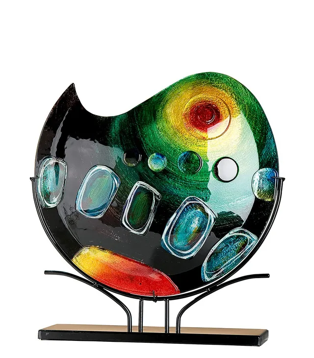 gilde-glas-art-vase-en-verre-47-cm-multicolore-sur-support image 1
