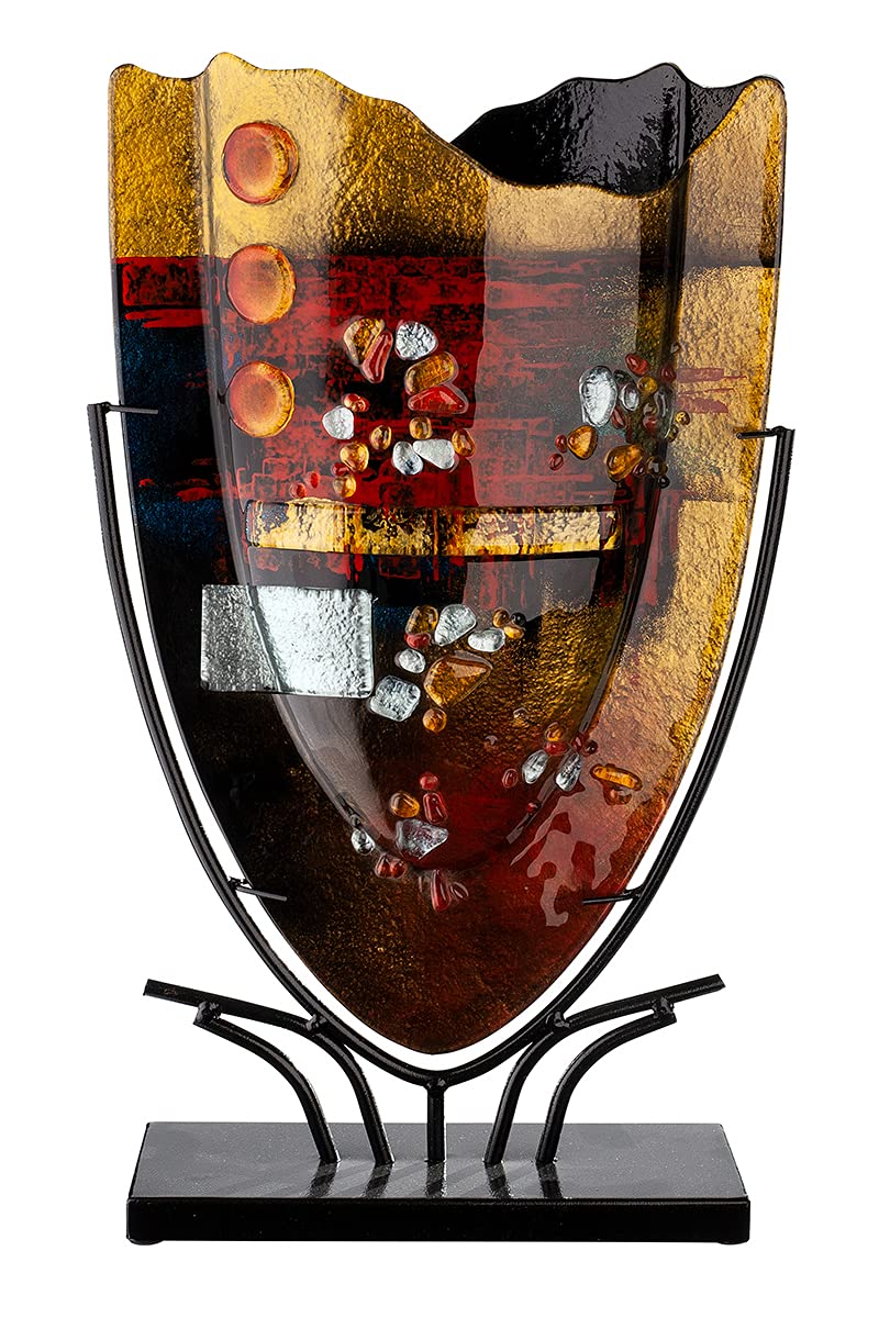 gilde-glas-art-vase-pearl-en-verre-47-cm-avec-support image 1