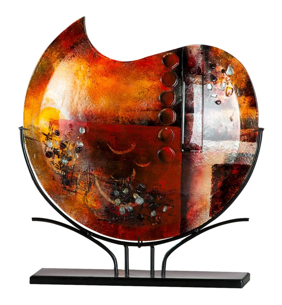 gilde-glas-art-vase-verre-marron-49-cm-support-m-tal image 1