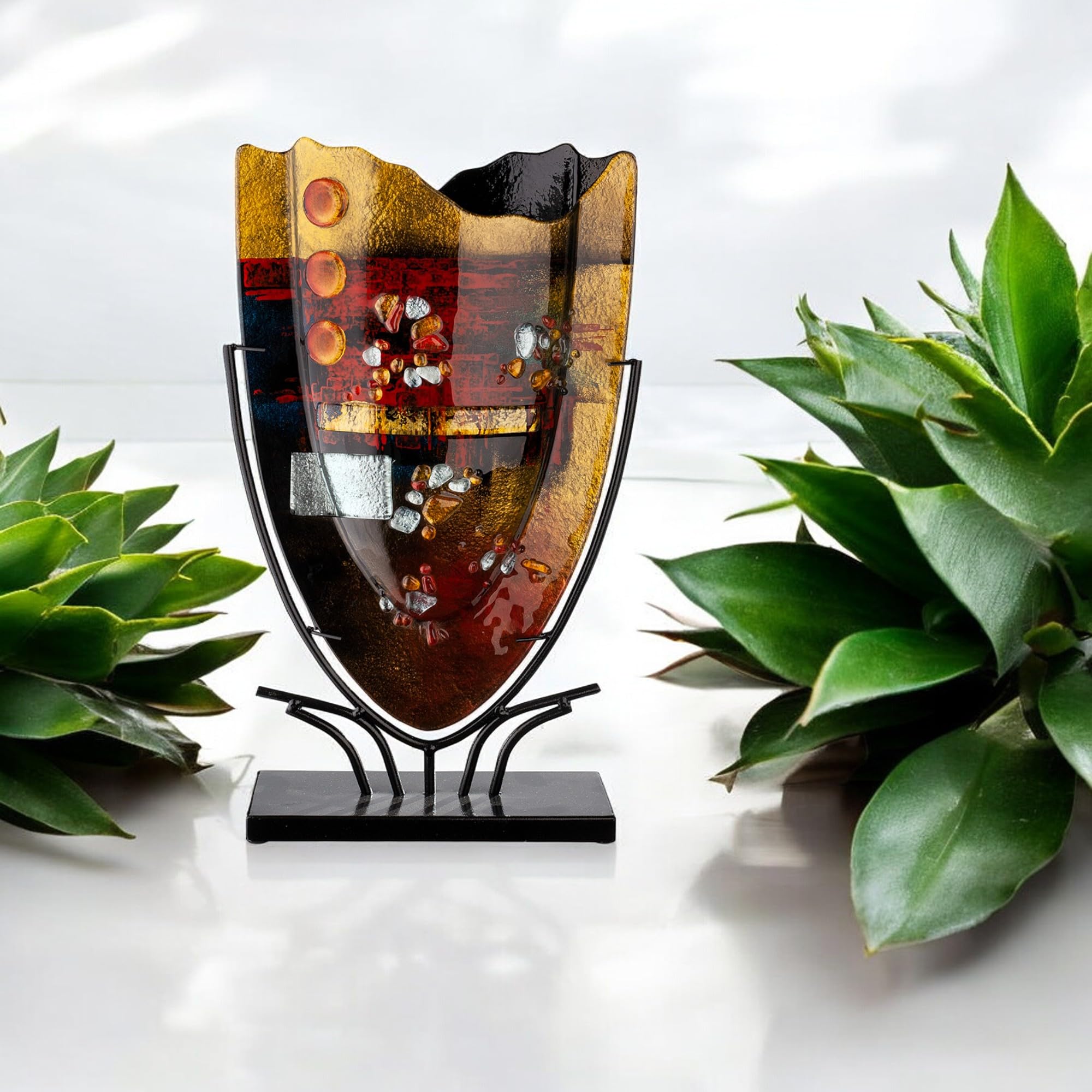gilde-glas-art-vase-art-pearl-en-verre-58-cm-peint-main image 7