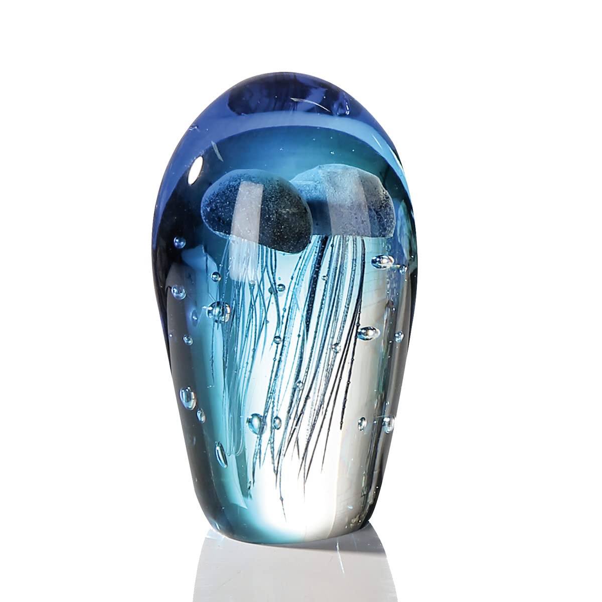 gilde-sculptures-m-duse-sculpture-en-verre-bleu-20-cm image 1