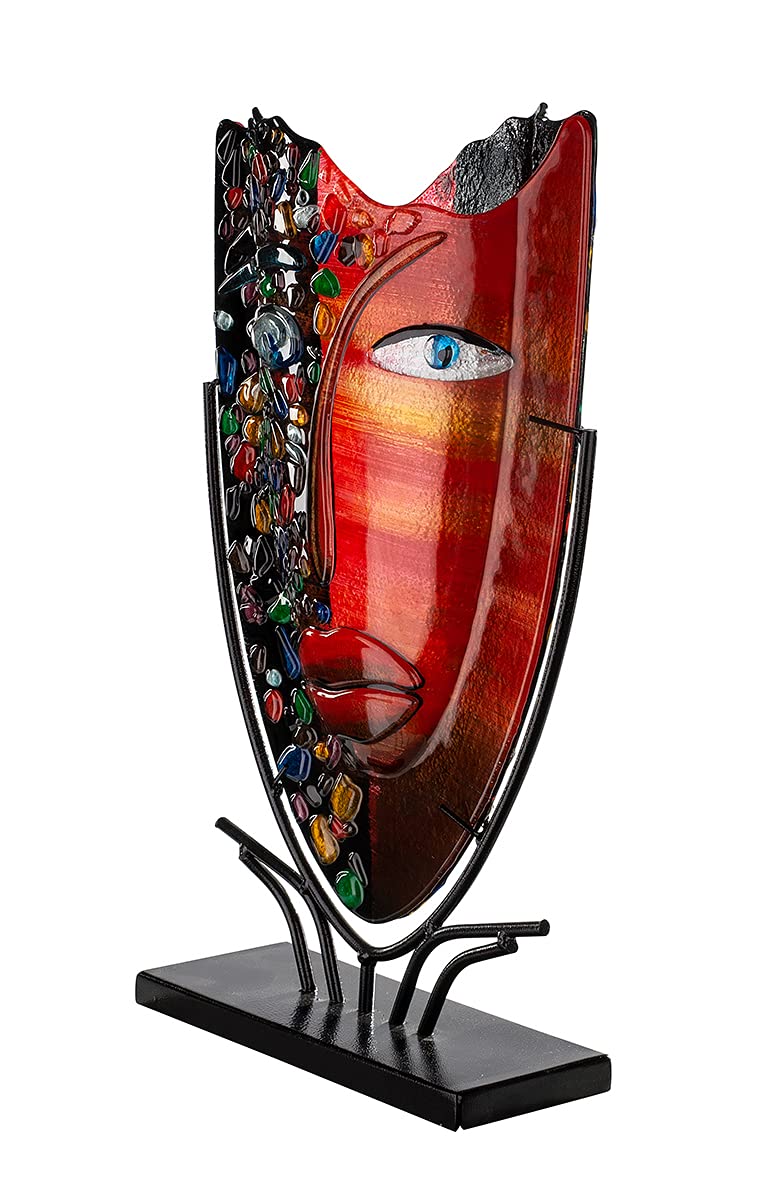 gilde-glas-art-vase-en-verre-46-cm-multicolore-plat-fait-main image 4
