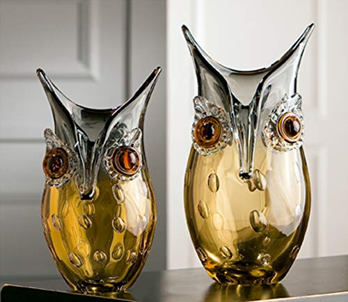 gilde-glas-art-vase-en-verre-27-cm-hibou-marron-gris image 8