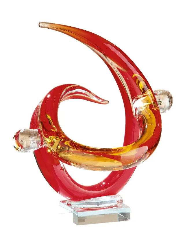 gilde-sculptures-fusione-verre-souffl-rouge-29-cm-sur-socle image 1