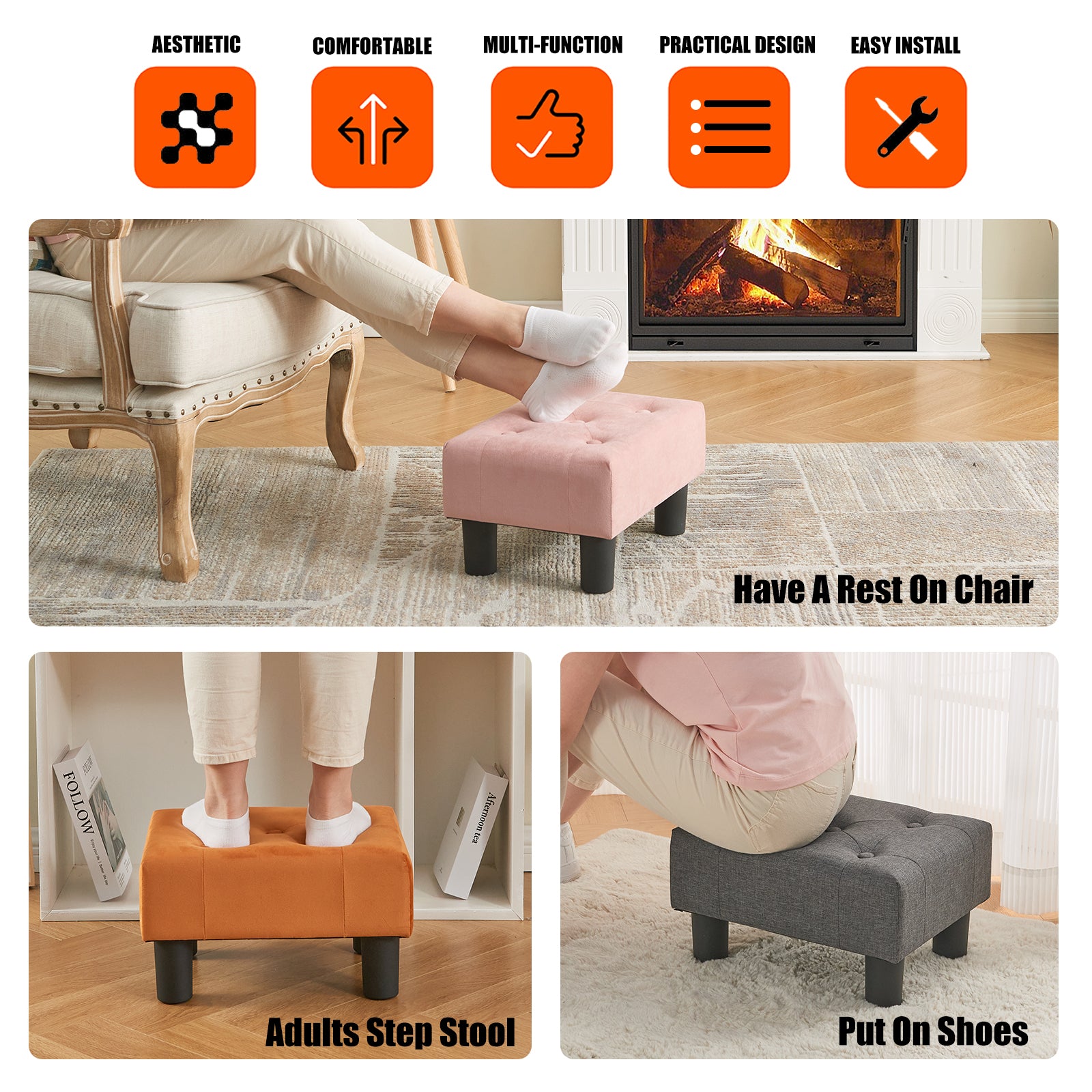 brian-dany-pouf-velours-noir-ottoman-repose-pieds-rond image 6