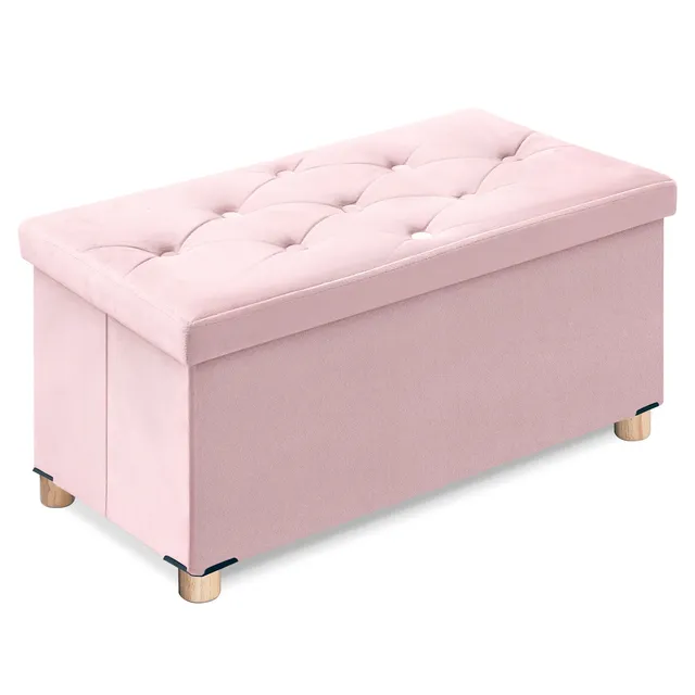brian-dany-ottoman-pouf-coffre-velours-rose-76-cm image 1