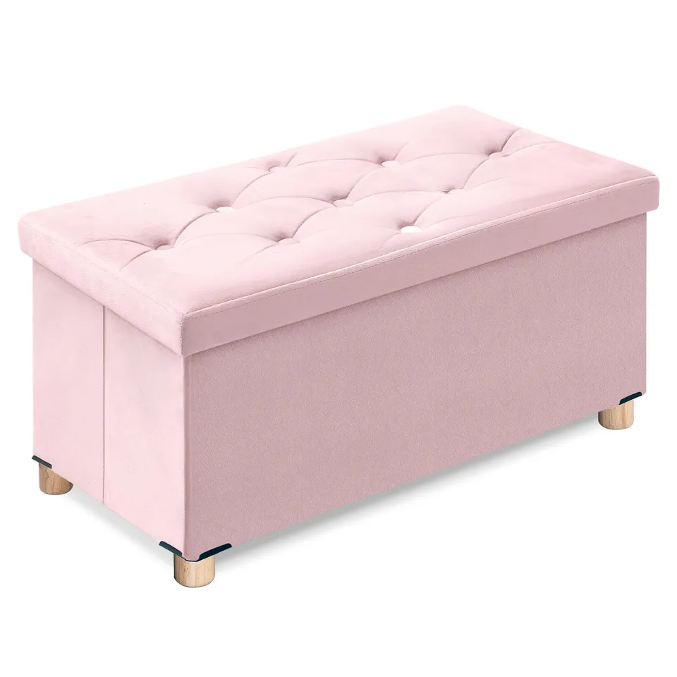 brian-dany-ottoman-pouf-coffre-velours-rose-76-cm image 1