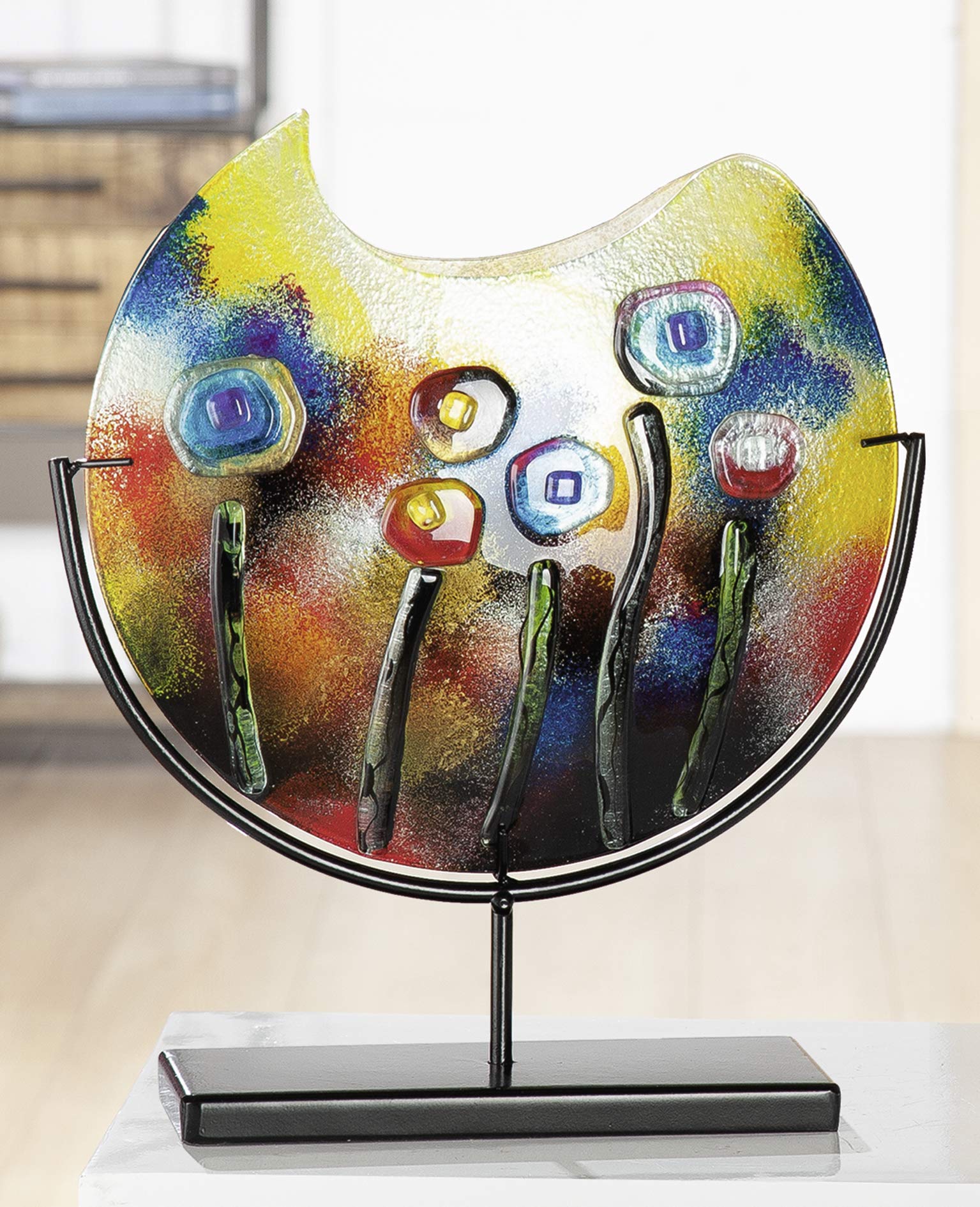 gilde-glas-art-vase-en-verre-37-cm-multicolore-sur-support image 2