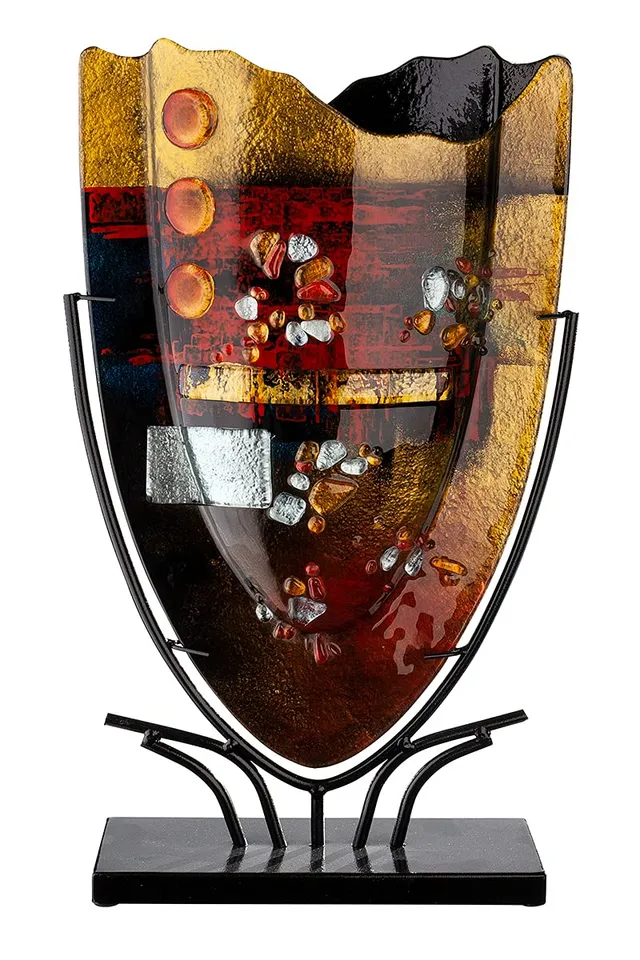 gilde-glas-art-vase-pearl-en-verre-47-cm-avec-support image 1