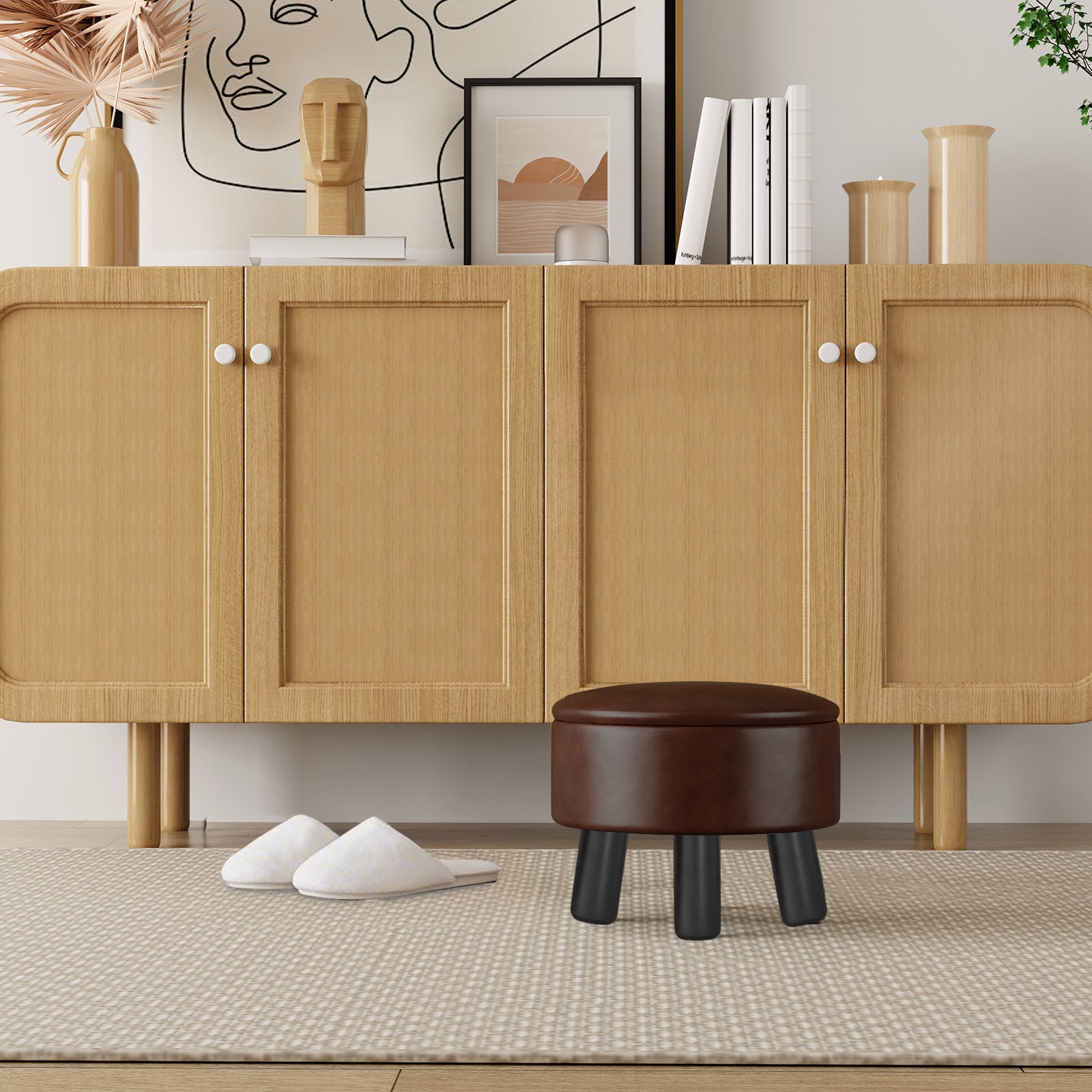 brian-dany-footstools-pouf-simili-cuir-marron-rangement image 6