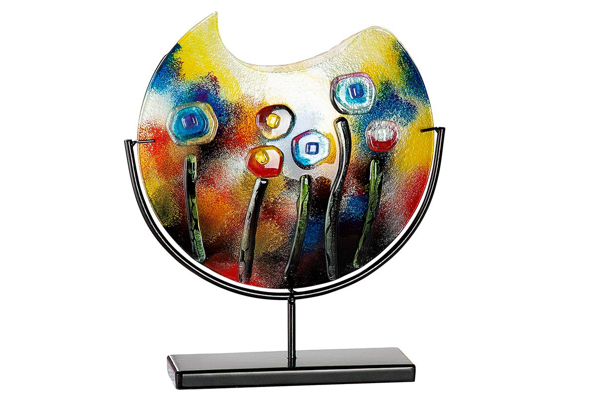 gilde-glas-art-vase-en-verre-37-cm-multicolore-sur-support image 1