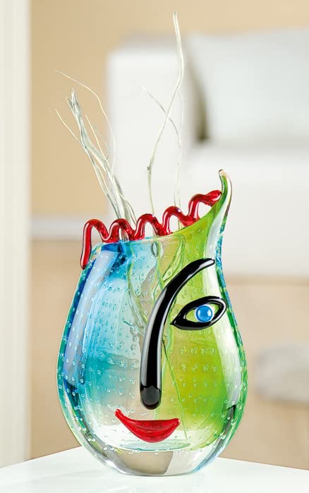 gilde-glas-art-vero-vase-en-verre-28-cm-visage-fait-main image 7