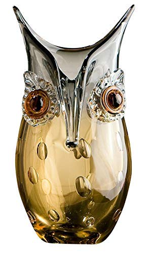 gilde-glas-art-vase-en-verre-27-cm-hibou-marron-gris image 7