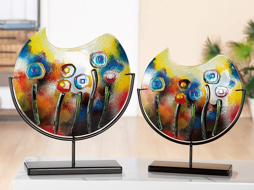 gilde-glas-art-vase-en-verre-37-cm-multicolore-sur-support image 3