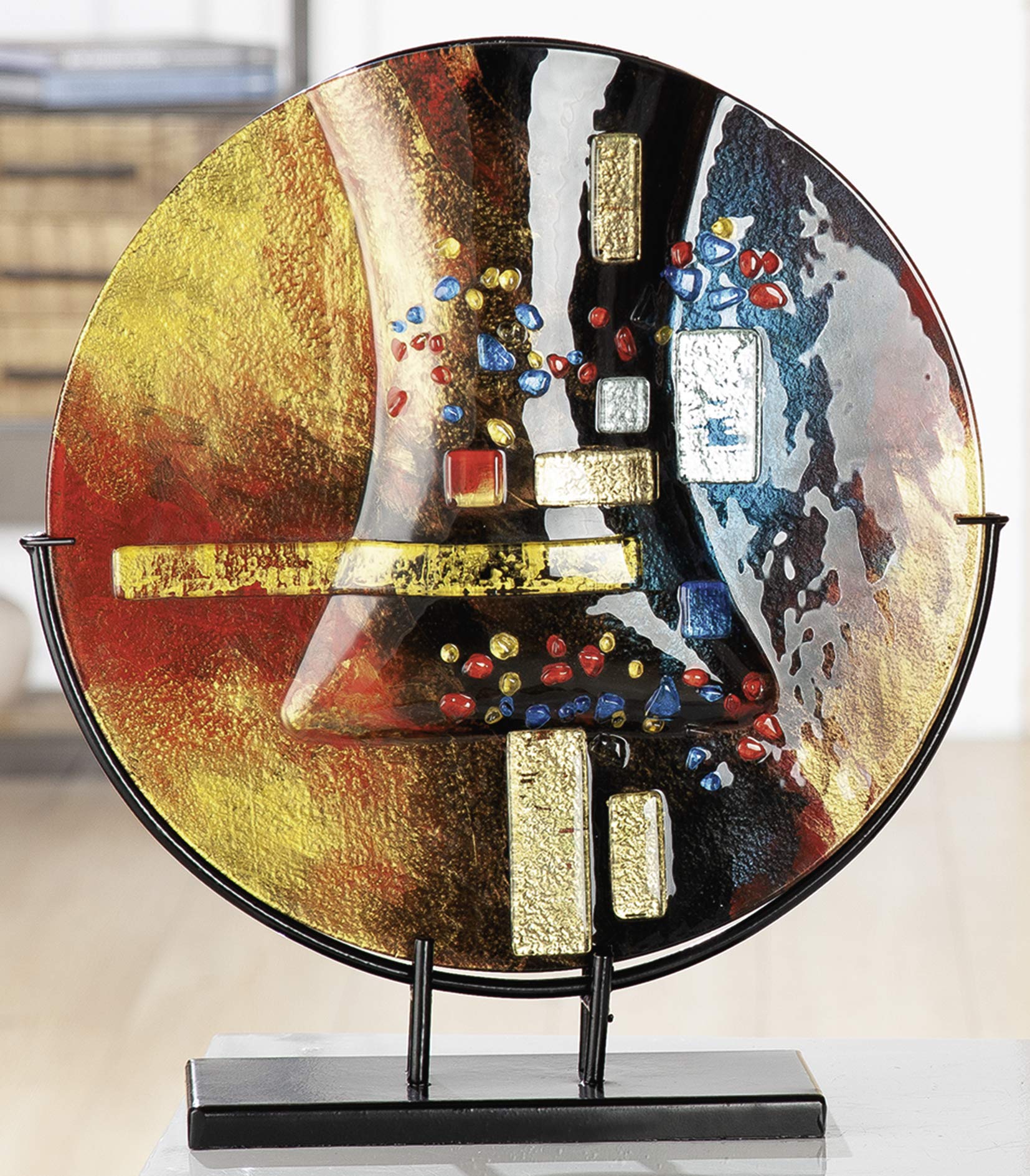 gilde-glas-art-vase-verre-soleil-44-cm-pied-m-tal image 2