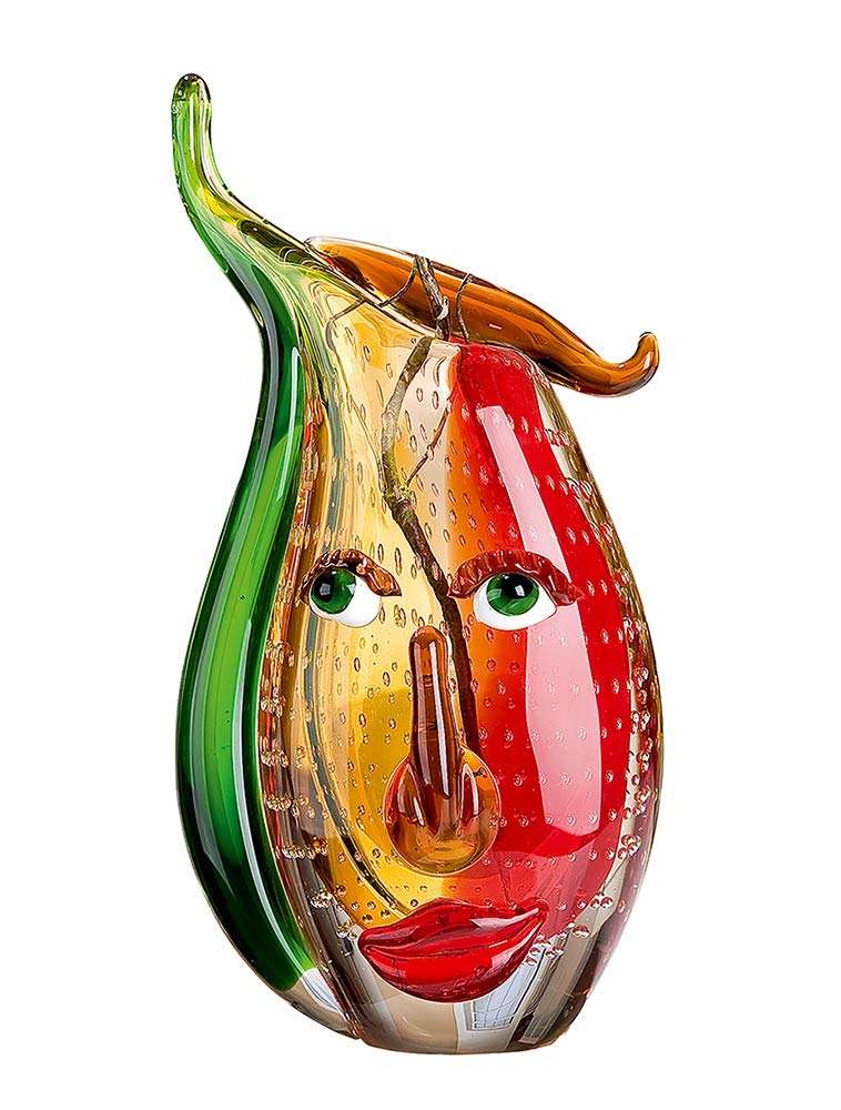 gilde-glas-art-musetto-vase-en-verre-31-cm-rouge-jaune image 1
