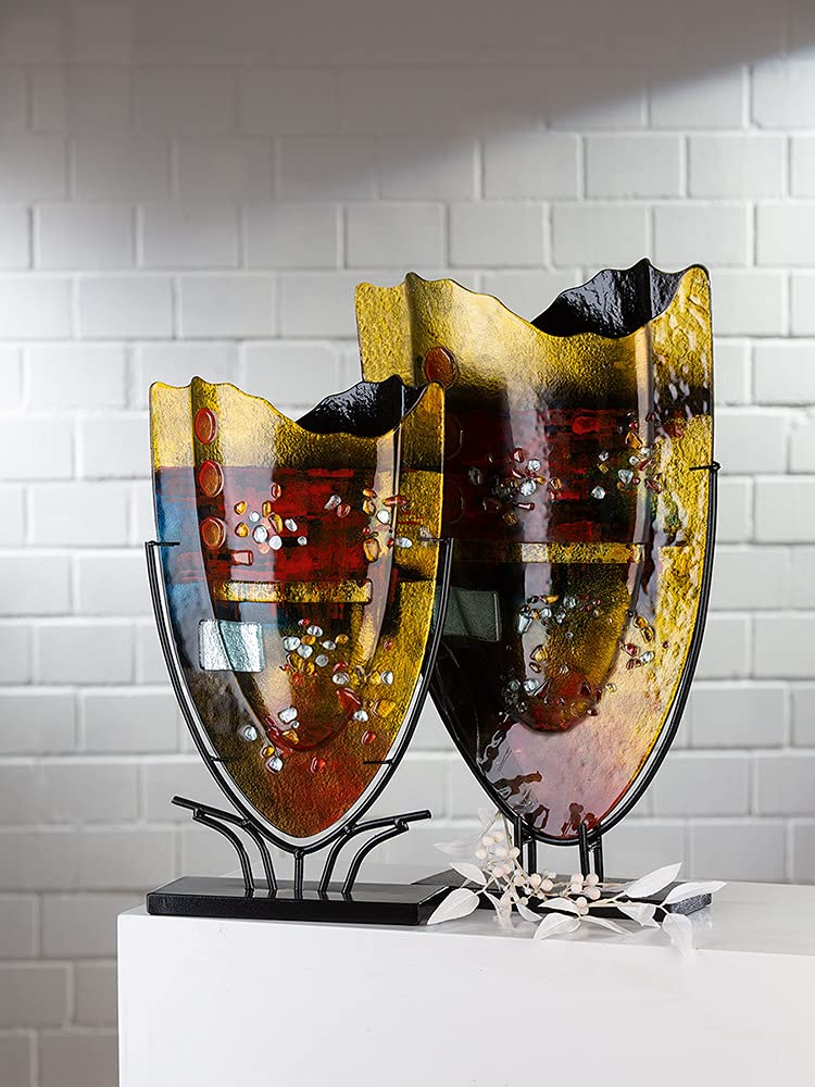 gilde-glas-art-vase-pearl-en-verre-47-cm-avec-support image 4